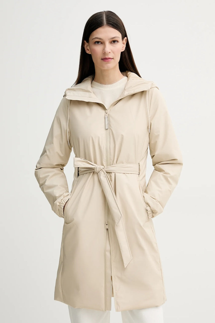 Jakna Rains Lohja Long Insulated Curve Jacket W3T2 ženska, bež barva, 15880
