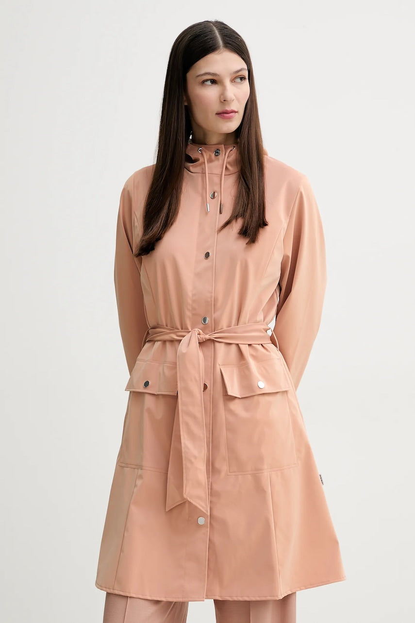 Jakna Rains Curve Long Jacket W3 oranžna barva, 18130