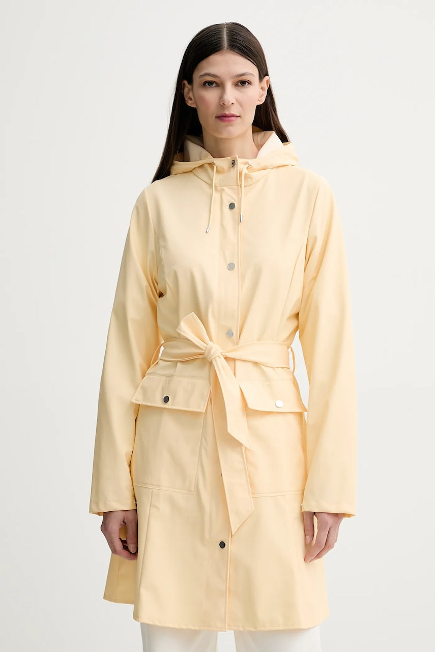 Jakna Rains Curve Long Jacket W3 ženska, rumena barva, 18130