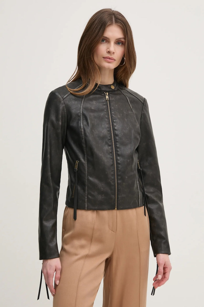 Biker jakna Guess EMIT ženska, rjava barva, W5RL62 WGHJ0