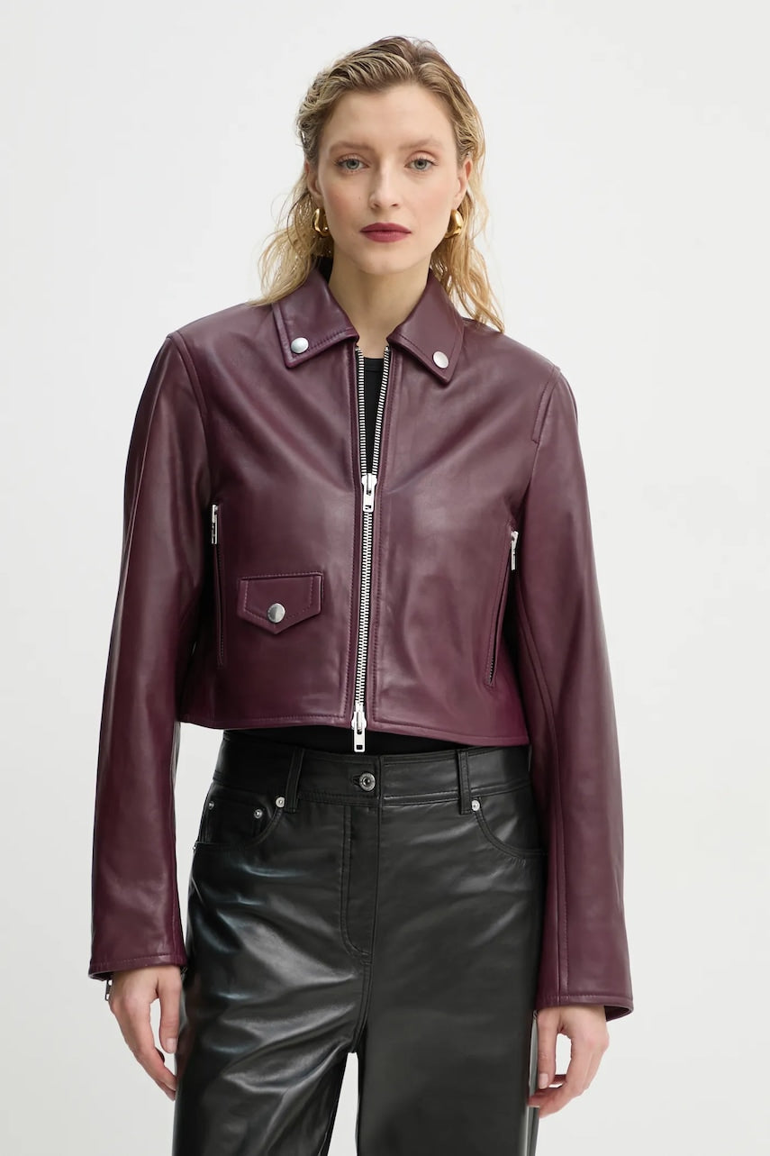 Biker jakna Stand Studio Brooke ženska, bordo barva, 66384-7750