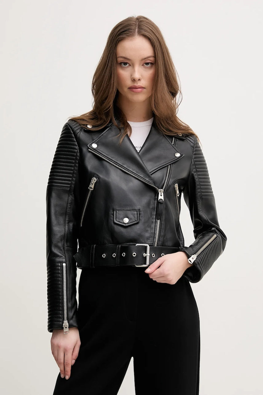 Usnjena biker jakna MACKAGE črna barva, MASINA