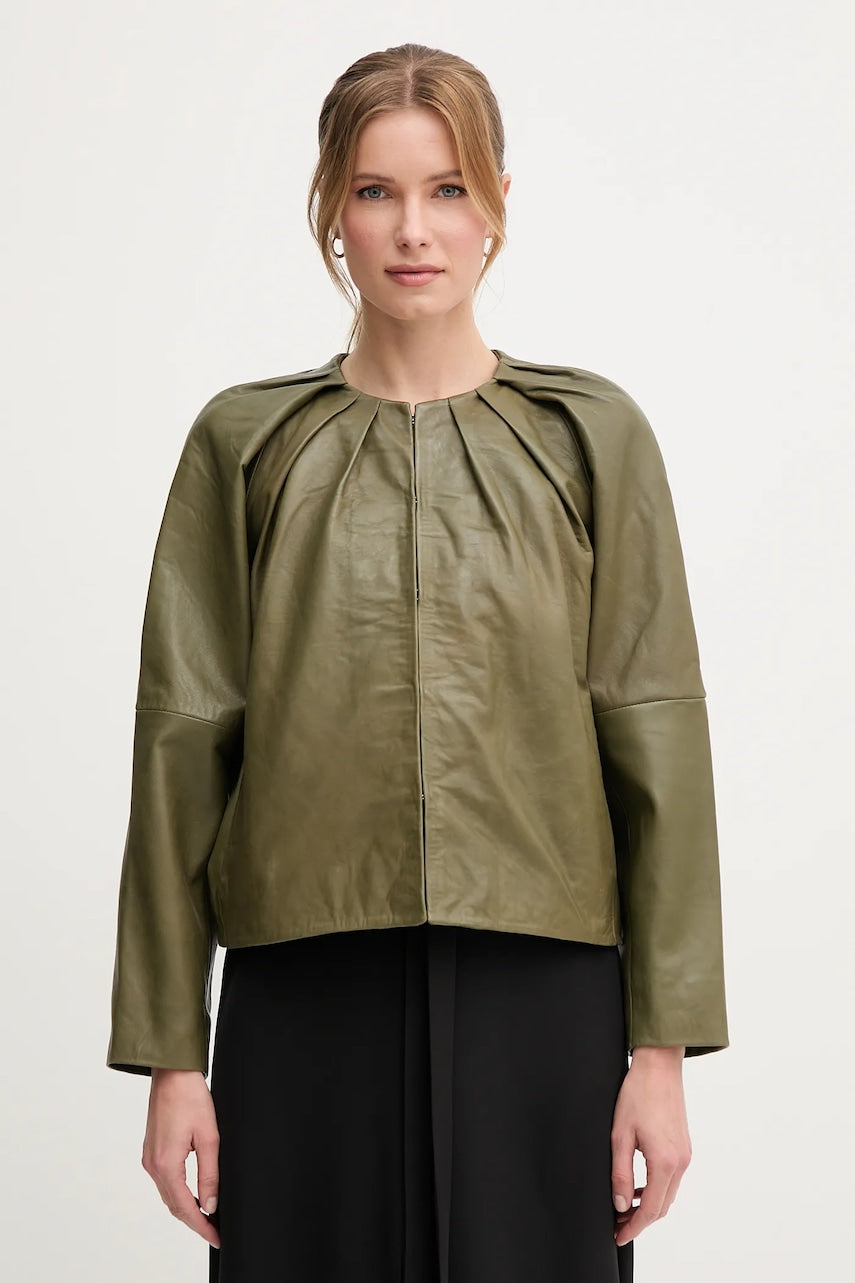 Usnjena biker jakna Pedro del Hierro zelena barva, 5499141