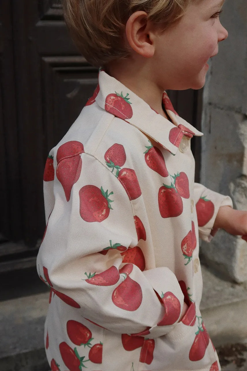 Otroška bombažna jakna Konges Sløjd FEN SHIRT JACKET GOTS bež barva, KS102278