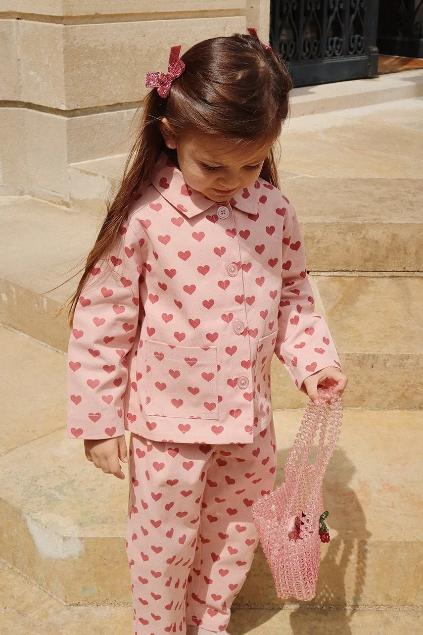 Otroška bombažna jakna Konges Sløjd FEN SHIRT JACKET GOTS roza barva, KS102278