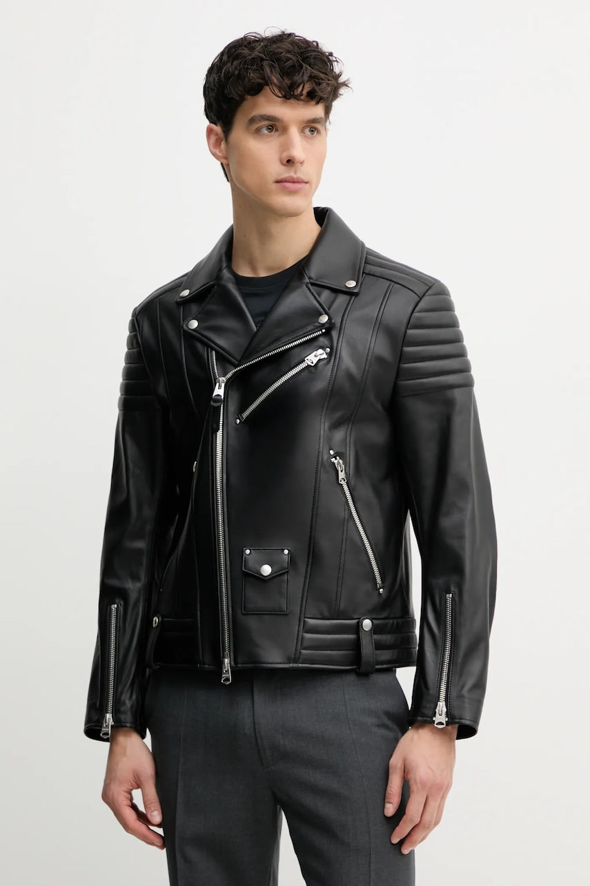 Usnjena biker jakna MACKAGE črna barva, KENNETH