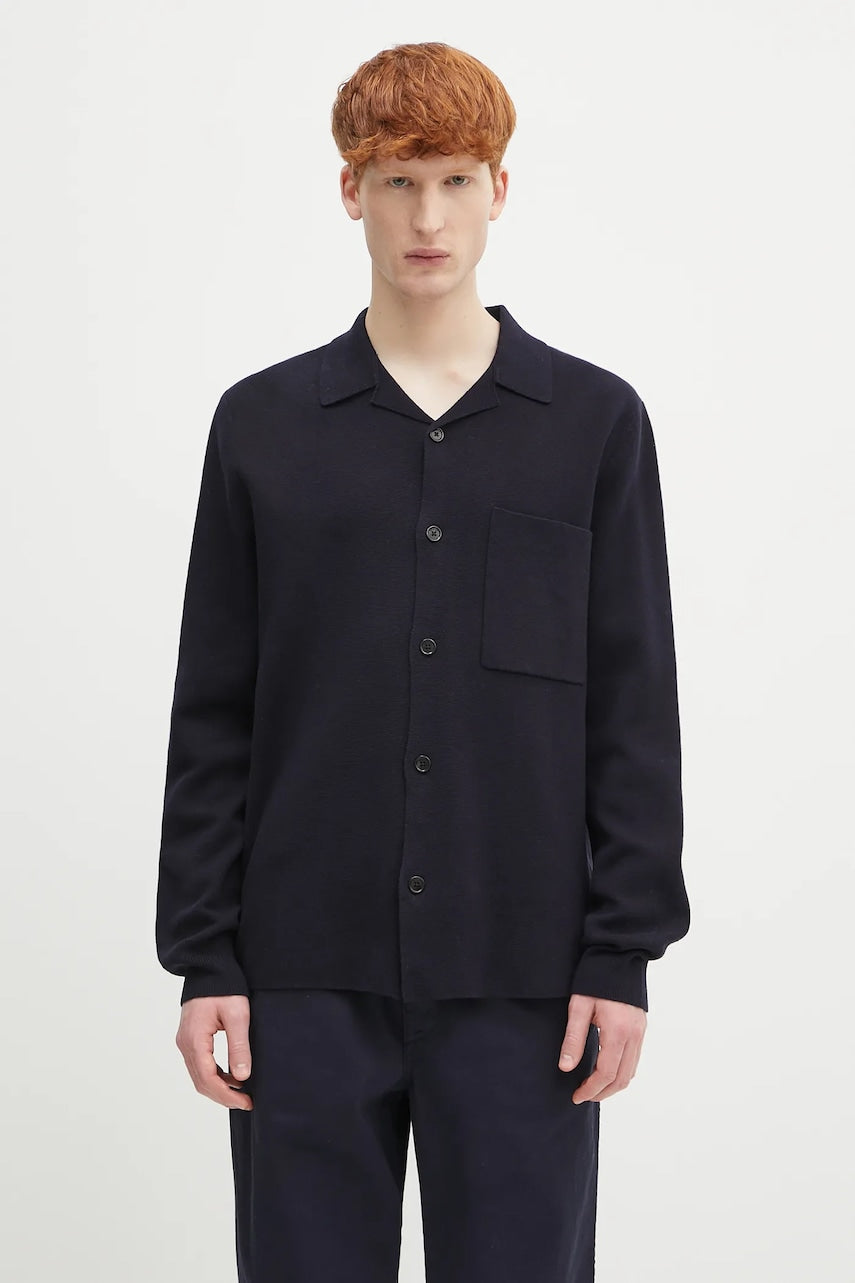 Volnena jopica Norse Projects Nicolai Merino Cotton Milano Jacket mornarsko modra barva, N45.0619.7004