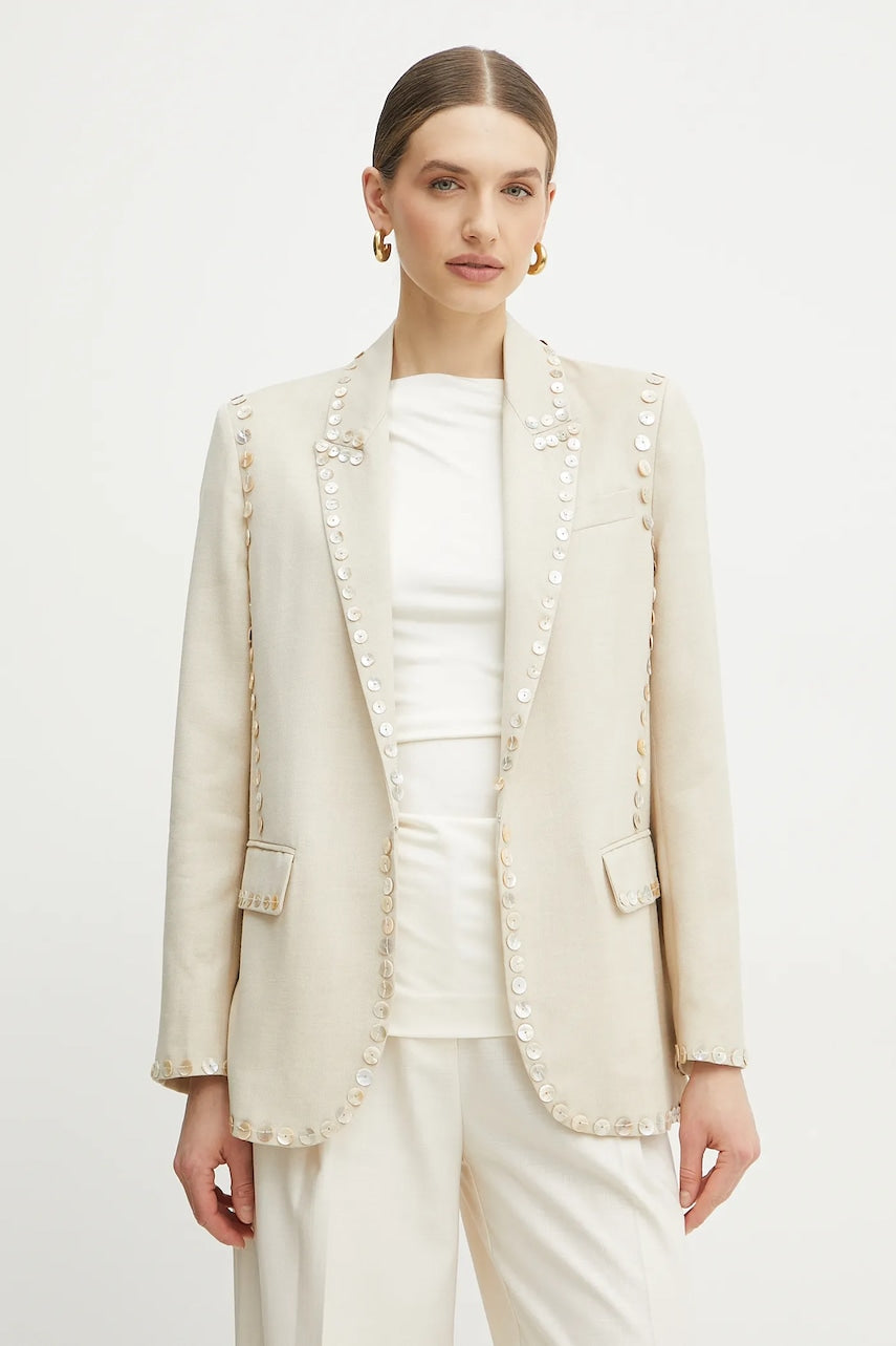 Suknjič s primesjo volne Forte Forte bež barva, 13529bis.my jacket