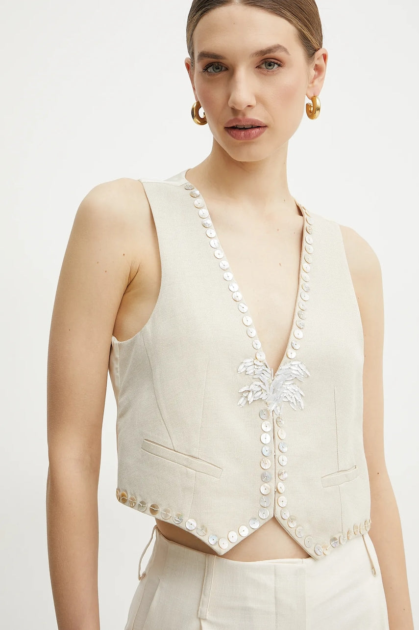 Telovnik s primesjo volne Forte Forte bež barva, 13530bis.my jacket