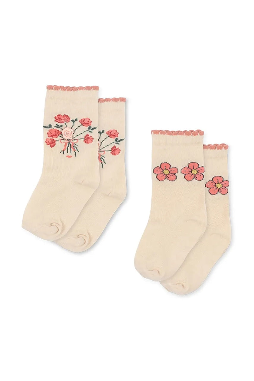 Dječje čarape Konges Sløjd 2 PACK ROSE SOCKS 2-pack boja: bež, KS103383