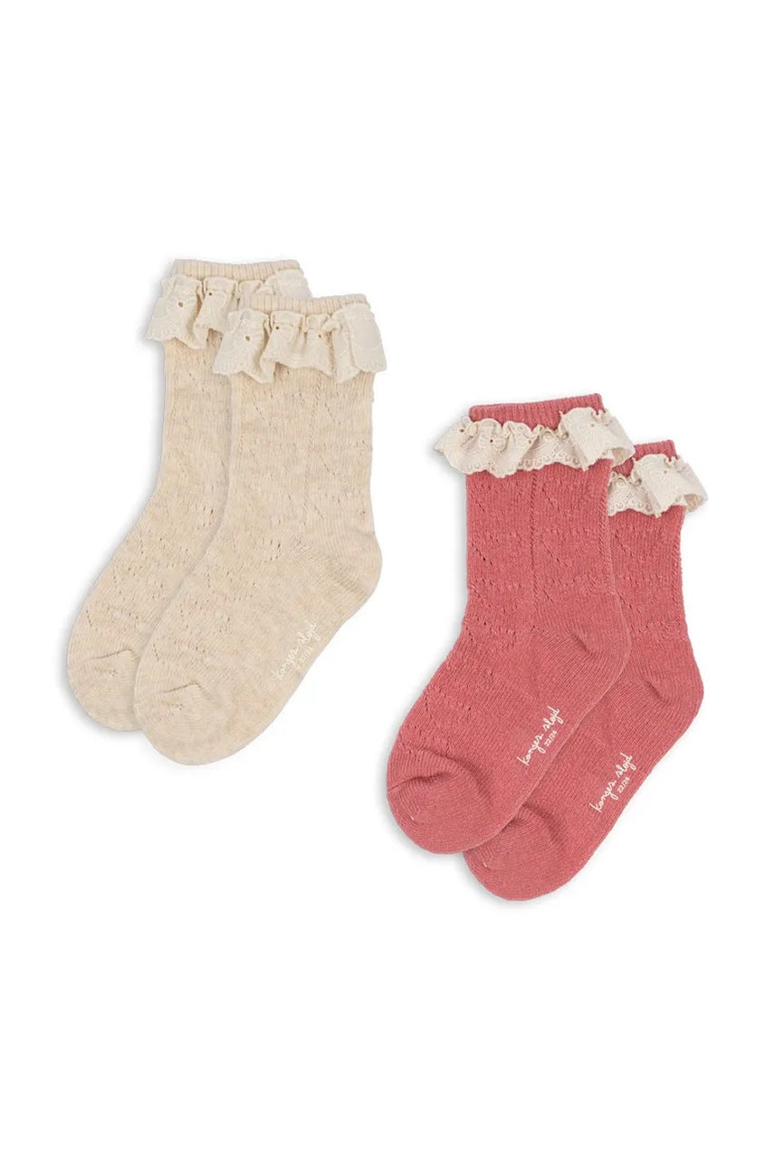 Dječje čarape Konges Sløjd 2 PACK POINTELLE SOCKS 2-pack boja: ružičasta, KS102892