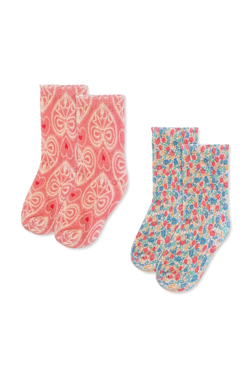 Otroške nogavice Konges Sløjd 2 PACK PRINTED SOCKS OCS 2-pack roza barva, KS102757