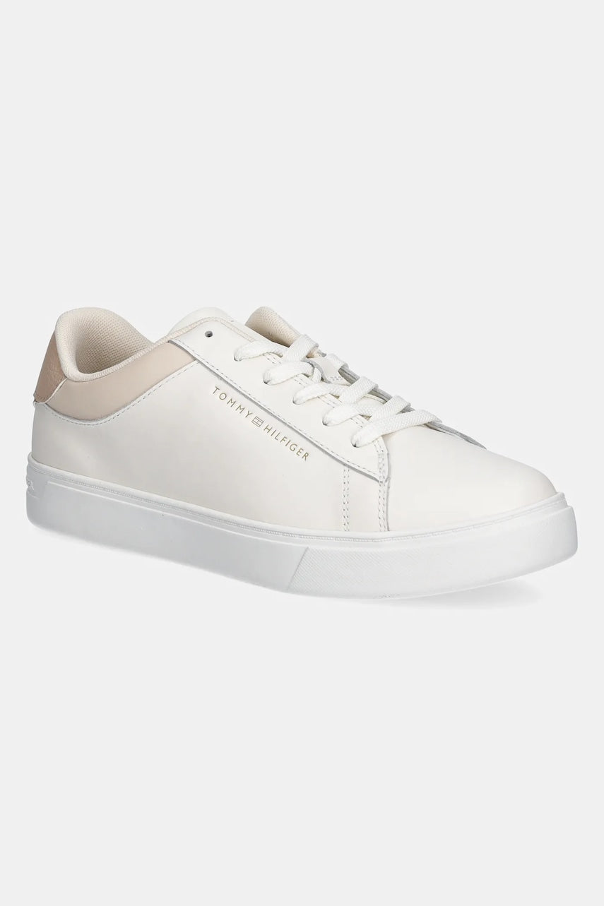 Usnjene superge Tommy Hilfiger ESSENTIAL COURT SNEAKER bež barva, FW0FW08320