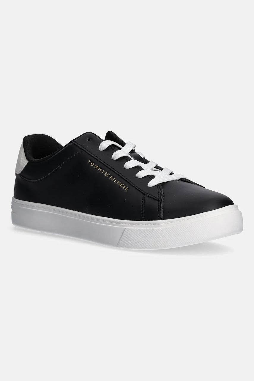 Usnjene superge Tommy Hilfiger ESSENTIAL COURT SNEAKER črna barva, FW0FW08320