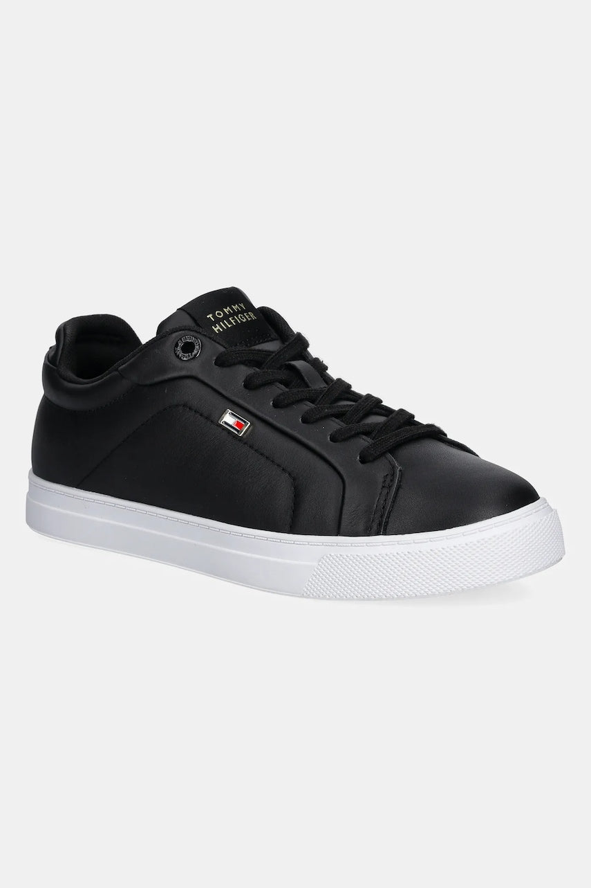 Kožne tenisice Tommy Hilfiger WOMENS ICON COURT SNEAKER FLAG boja: crna, FW0FW08327