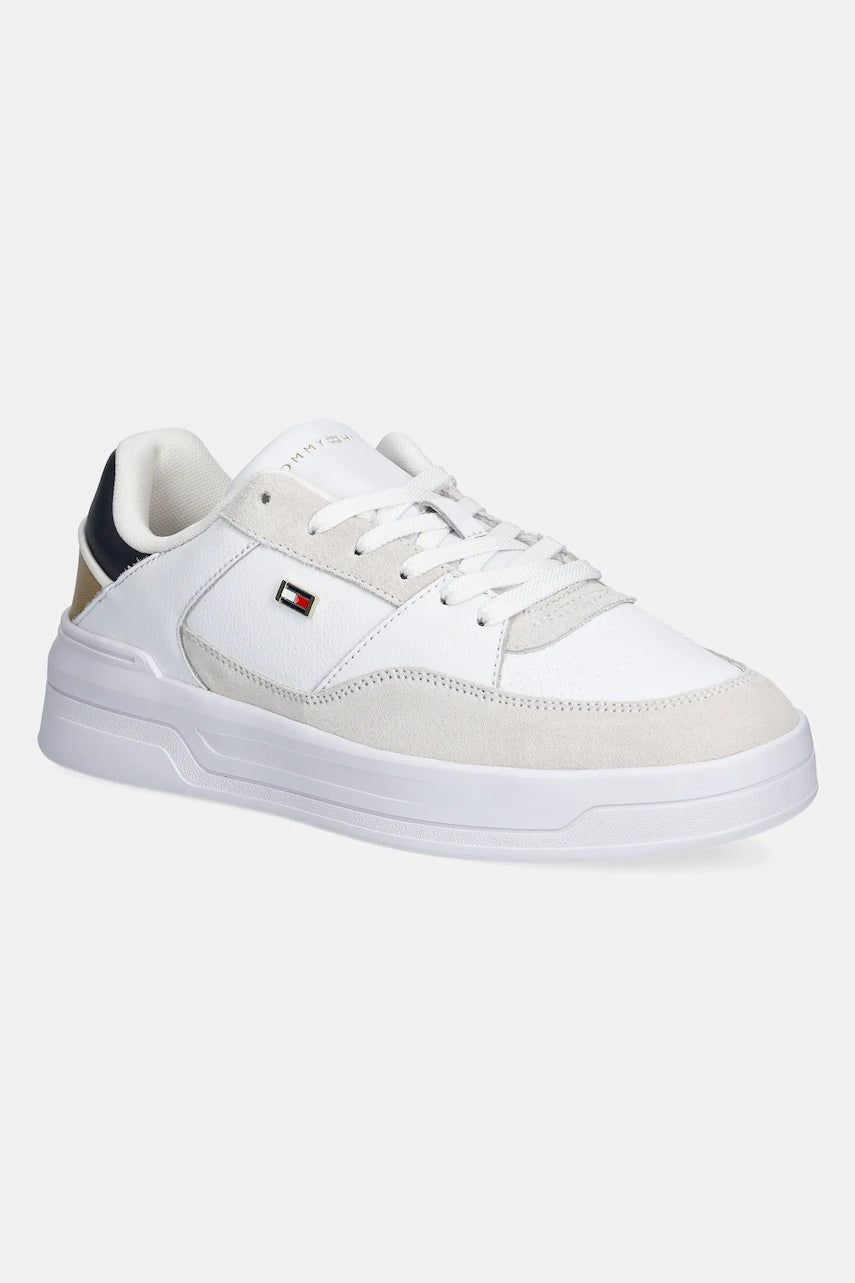 Kožne tenisice Tommy Hilfiger ESSENT BASKET SNEAKER METALLIC boja: bijela, FW0FW08615