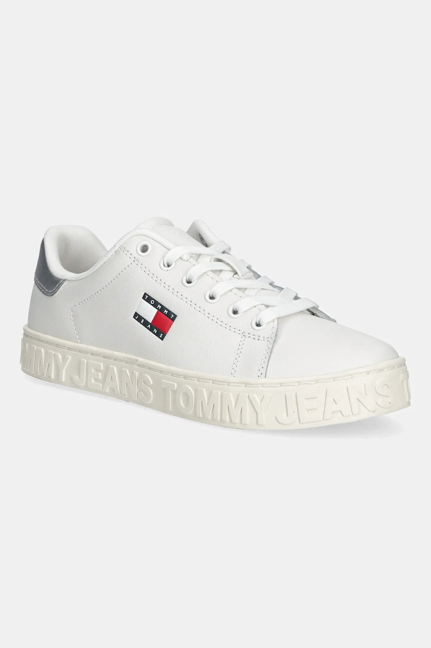 Kožne tenisice Tommy Jeans TJW LOGO SNEAKER ESS boja: bijela, EN0EN02703