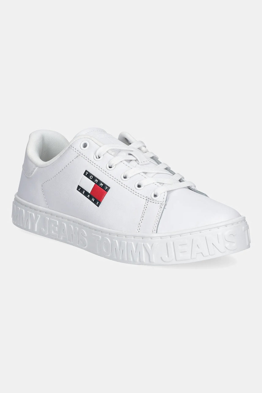 Kožne tenisice Tommy Jeans TJW LOGO SNEAKER ESS boja: bijela, EN0EN02703