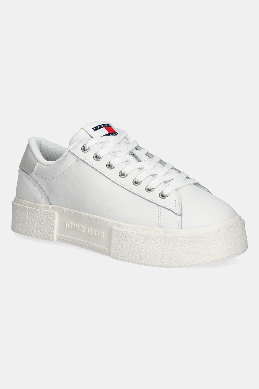 Kožne tenisice Tommy Jeans TJW FLATFORM SNEAKER boja: bijela, EN0EN02698