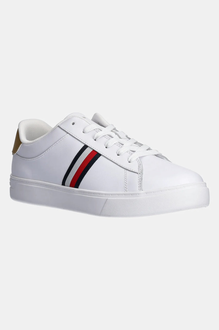 Usnjene superge Tommy Hilfiger ESSENTIAL COURT SNEAKER STRPS bela barva, FW0FW08321