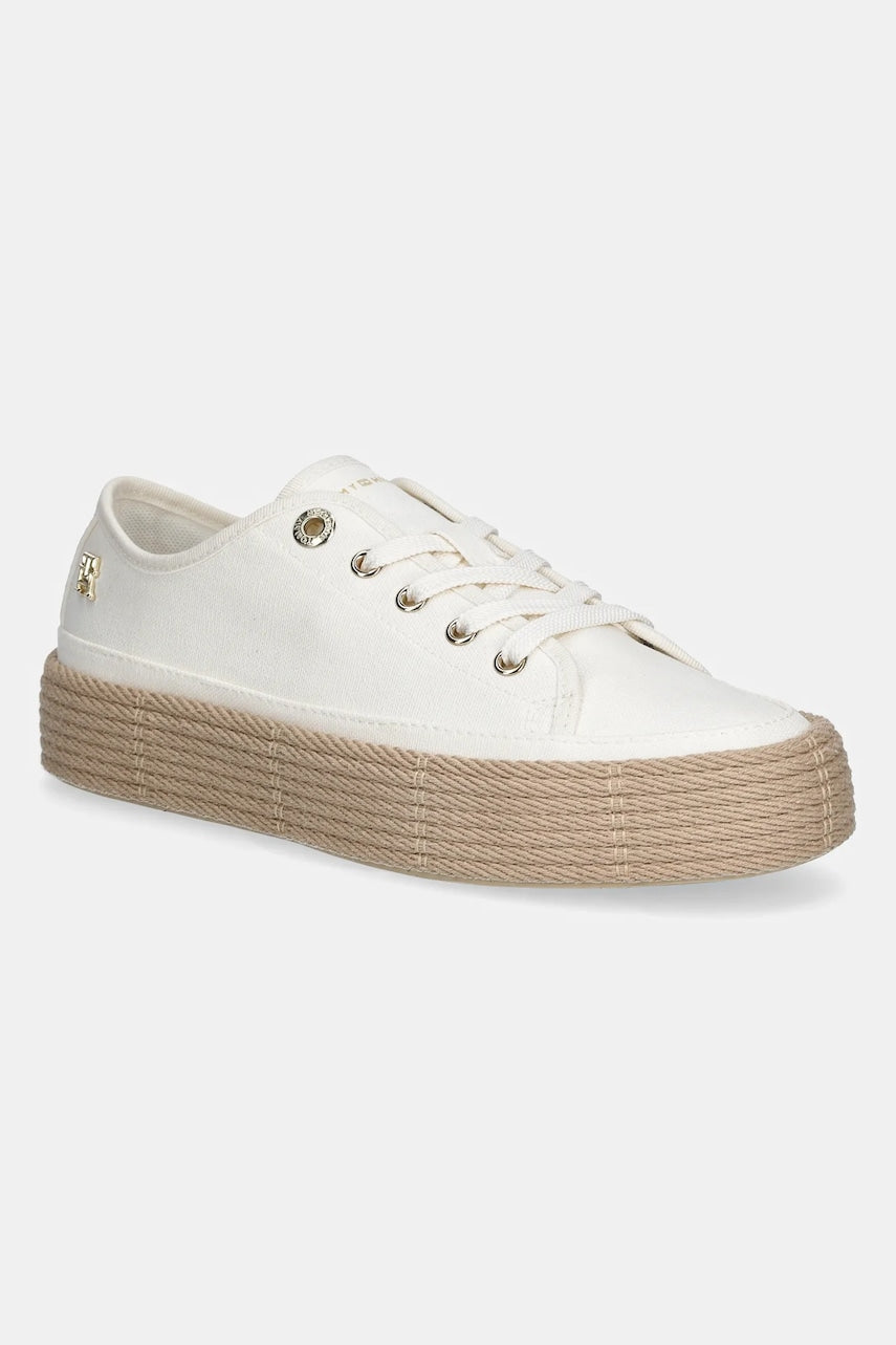 Teniske Tommy Hilfiger VULC ESPADRILLE SNEAKER bela barva, FW0FW08404