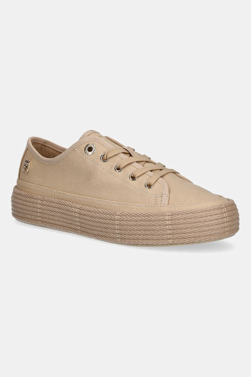 Teniske Tommy Hilfiger VULC ESPADRILLE SNEAKER bež barva, FW0FW08404