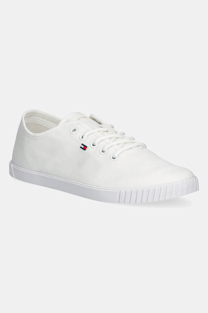 Teniske Tommy Hilfiger CANVAS LACE UP SNEAKER bela barva, FW0FW08641