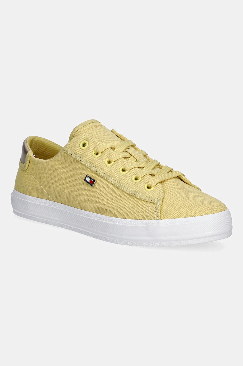 Teniske Tommy Hilfiger VULC CANVAS LACE UP SNEAKER rumena barva, FW0FW08647