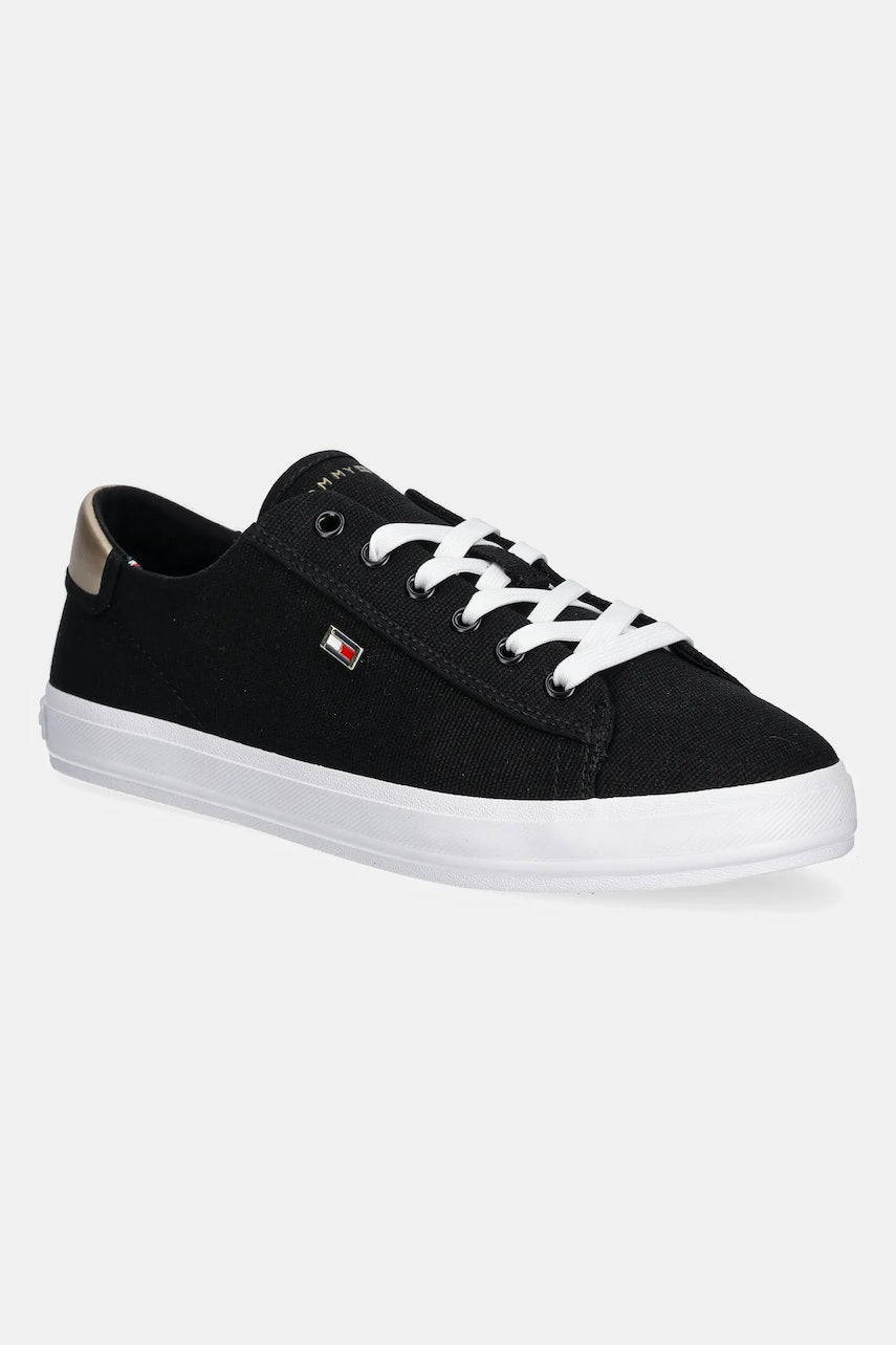 Teniske Tommy Hilfiger VULC CANVAS LACE UP SNEAKER črna barva, FW0FW08647
