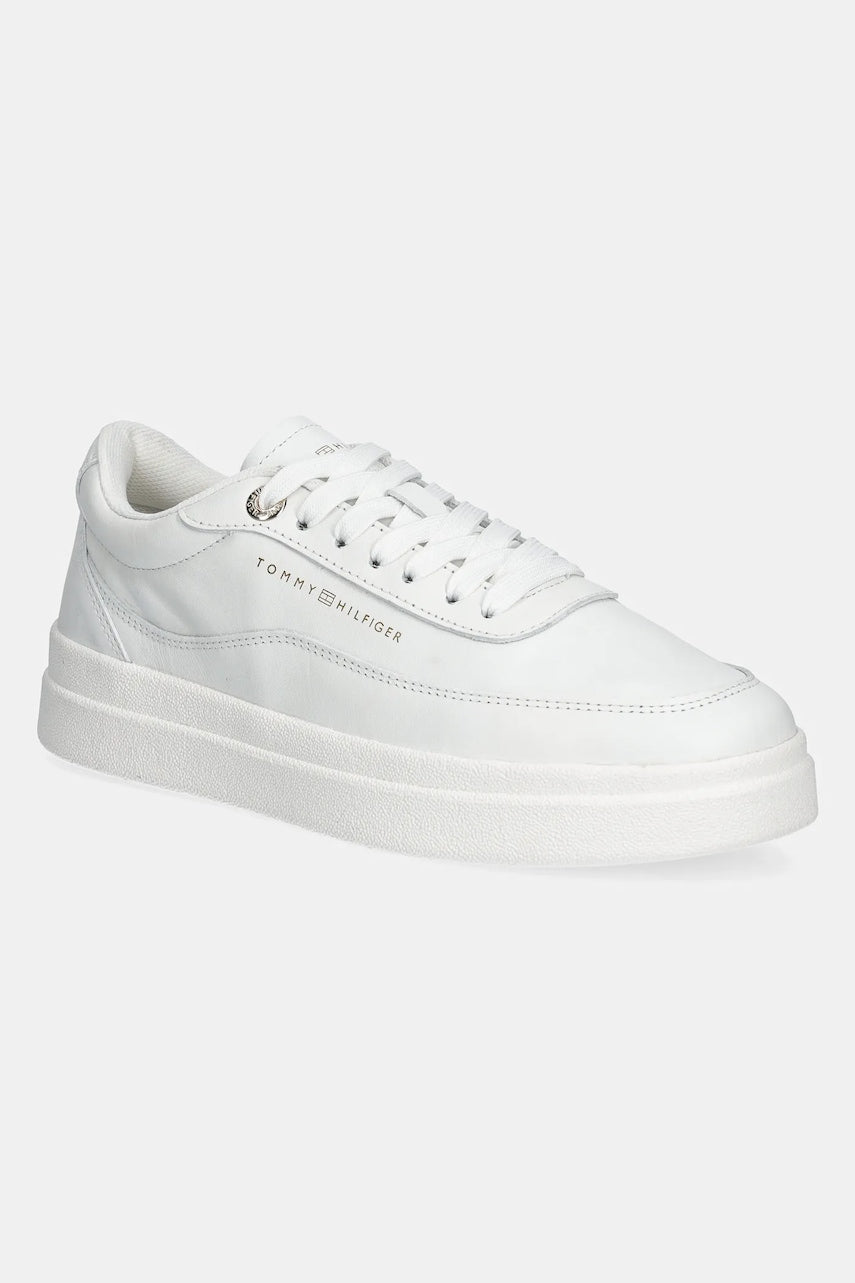 Kožne tenisice Tommy Hilfiger MODERN COURT SNEAKER LTHR za žene, boja: bijela, FW0FW08800