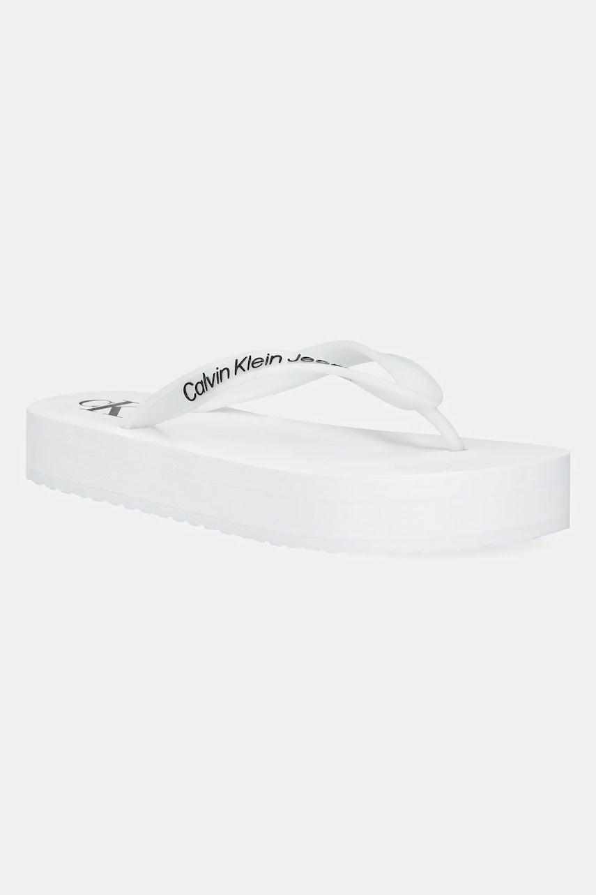 Japanke Calvin Klein Jeans BEACH SANDAL FLATFORM TPU za žene, boja: bijela, s platformom, YW0YW01830