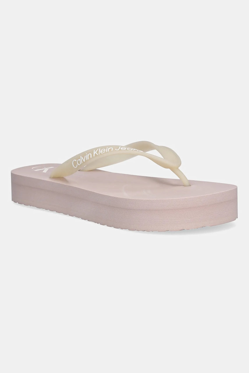 Japanke Calvin Klein Jeans BEACH SANDAL FLATFORM TPU za žene, boja: ružičasta, s platformom, YW0YW01830