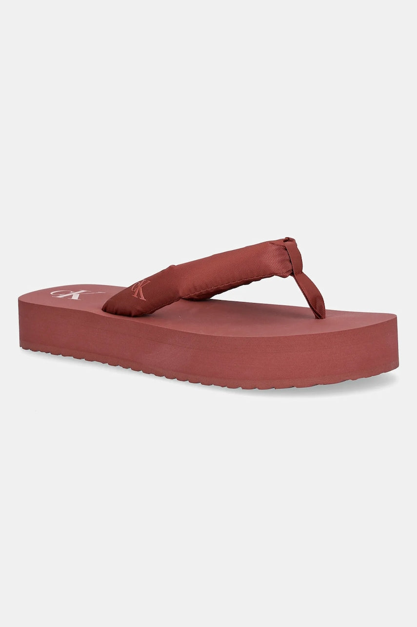 Japanke Calvin Klein Jeans BEACH SANDAL FLATFORM TTXR SATIN za žene, boja: ružičasta, s platformom, YW0YW01723