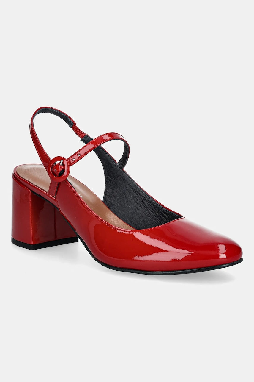 Kožne salonke Jonak DOLLAR boja: crvena, s debelom potpeticom, s otvorenom petom, 3400184