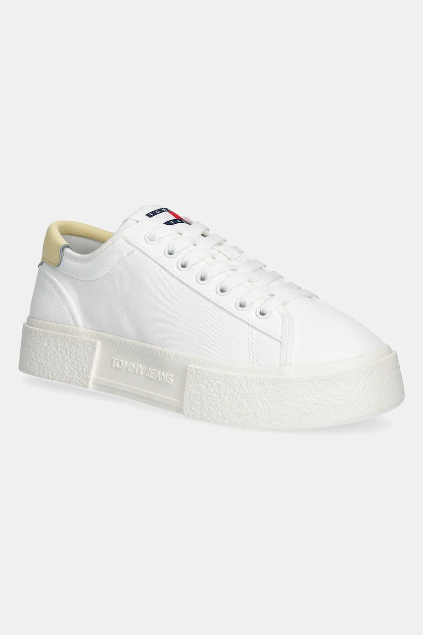 Tenisice Tommy Jeans FLATFORM CANVAS SNEAKER za žene, boja: bijela, EN0EN02792