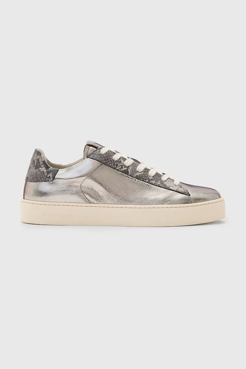 Usnjene superge AllSaints Shana Metallic Sneaker ženske, srebrna barva, W104FB