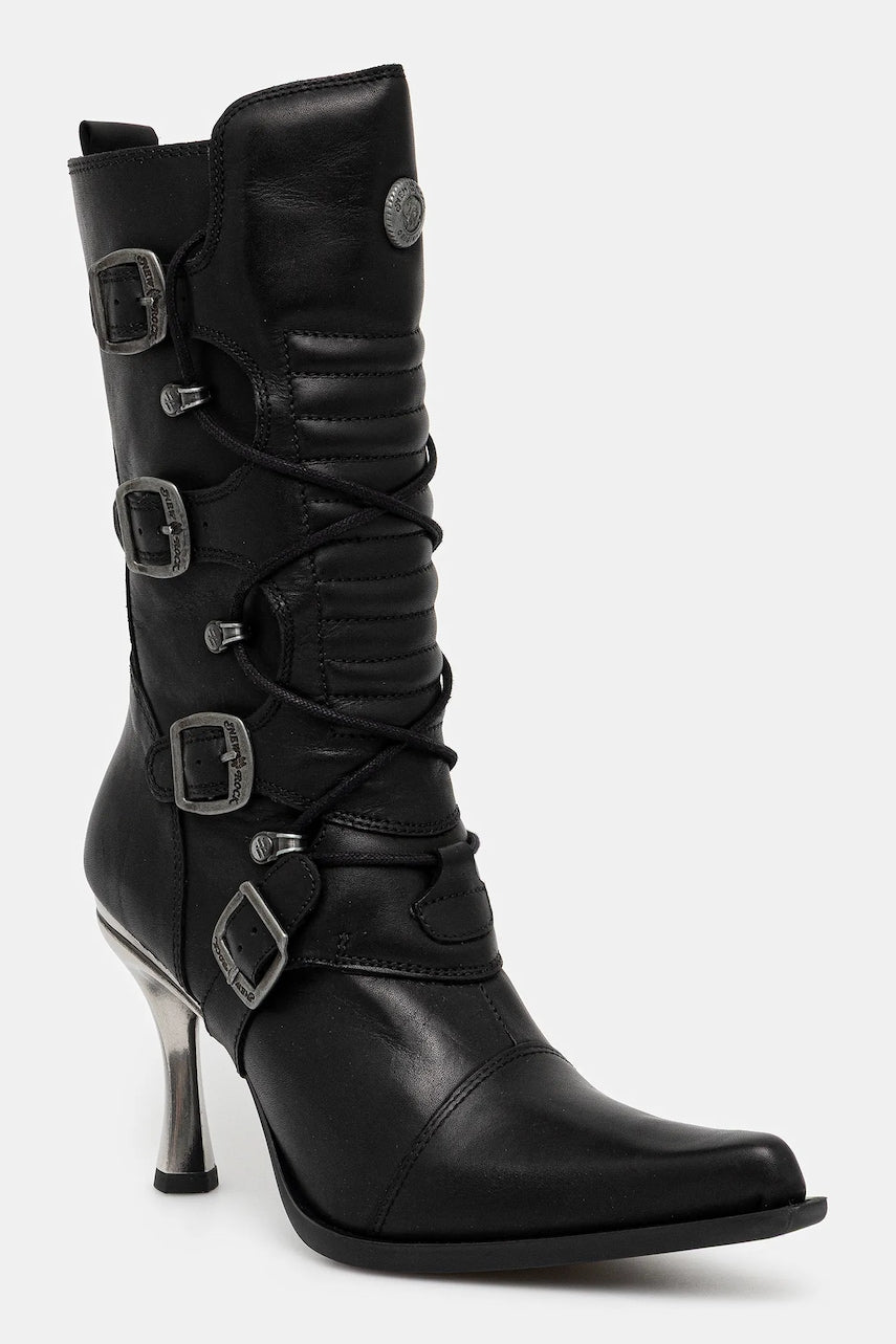 Kožne gležnjače New Rock boja: crna, s tankom potpeticom, M-9373-S2