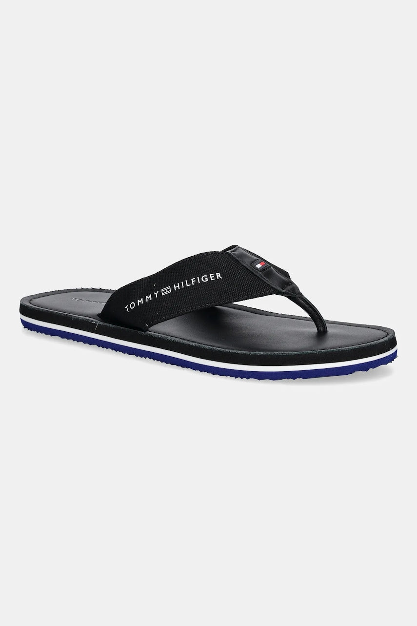 Japanke Tommy Hilfiger HILFIGER LEATHER BEACH SANDAL za muškarce, boja: crna, FM0FM05442