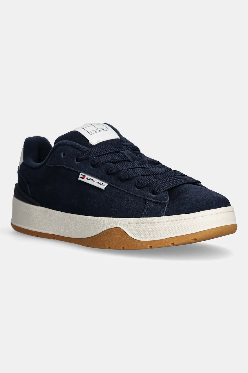 Tenisice od brušene kože Tommy Jeans SKATER SNEAKER boja: tamno plava, EM0EM01607