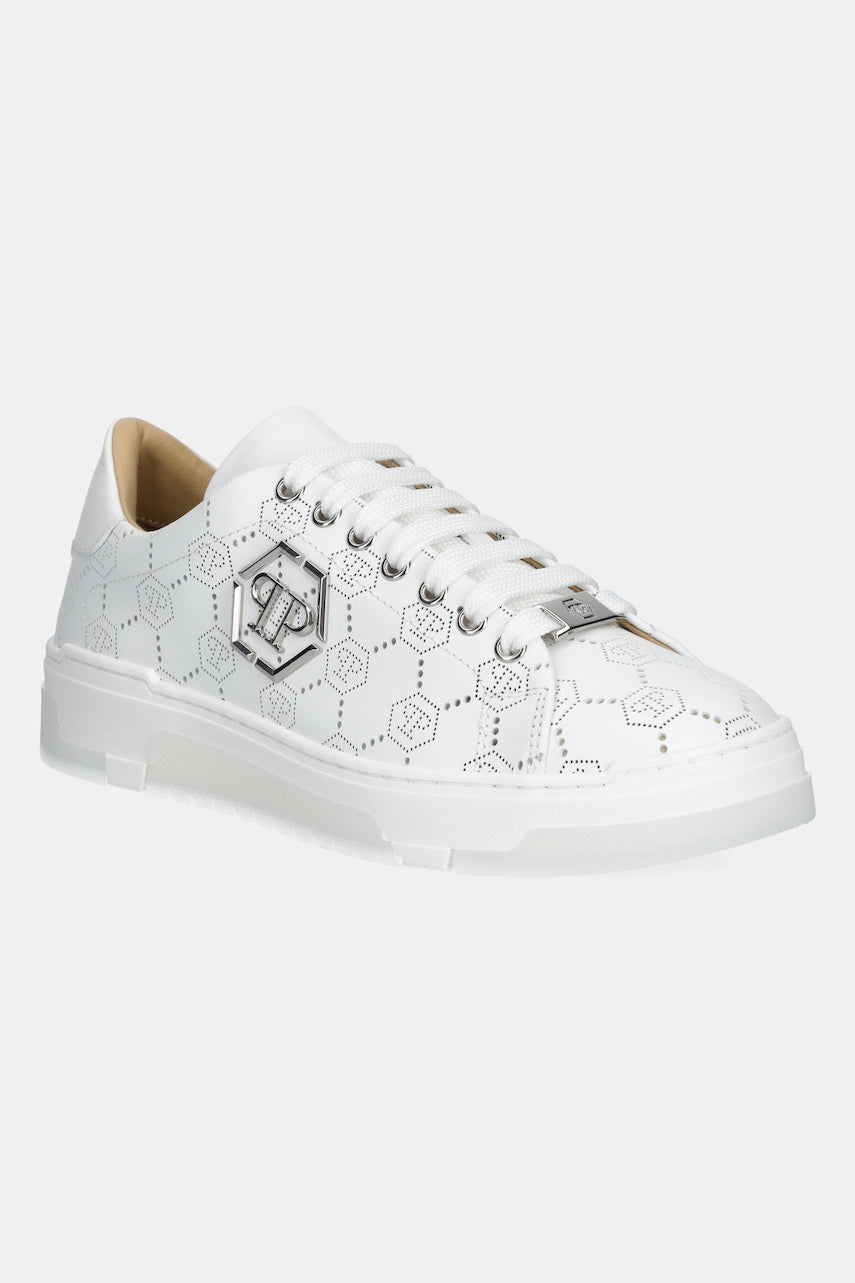 Kožne tenisice Philipp Plein Lo-Top Monogram boja: bijela, USC0770 PLE010N 01