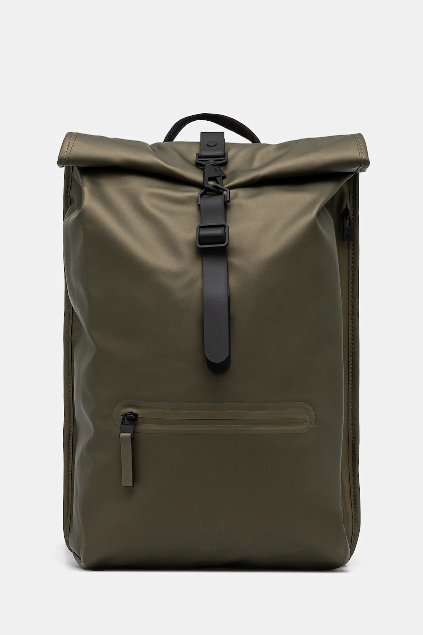 Ruksak Rains Rolltop Rucksack W3 boja: zelena, veliki, bez uzorka, 13320