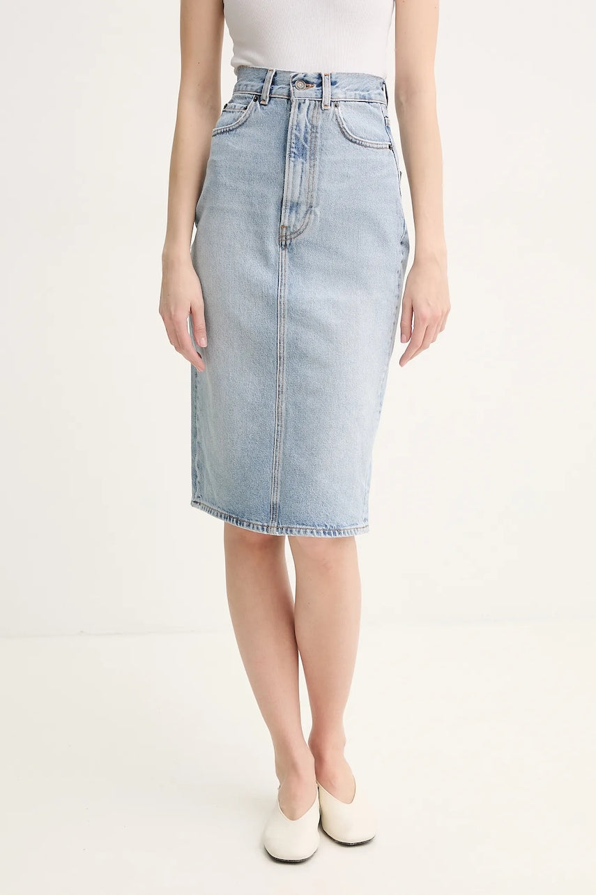 Jeans krilo Fiorucci Faded Heart Pocket Denim Midi Skirt W02SPDSK295DN01DN01