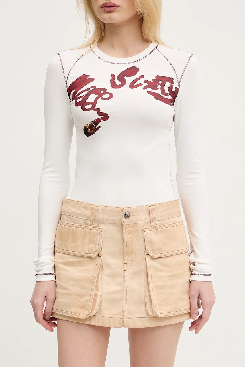 Suknja Diesel DE-TON SKIRT boja: bež, mini, ravna, A15784.09L26