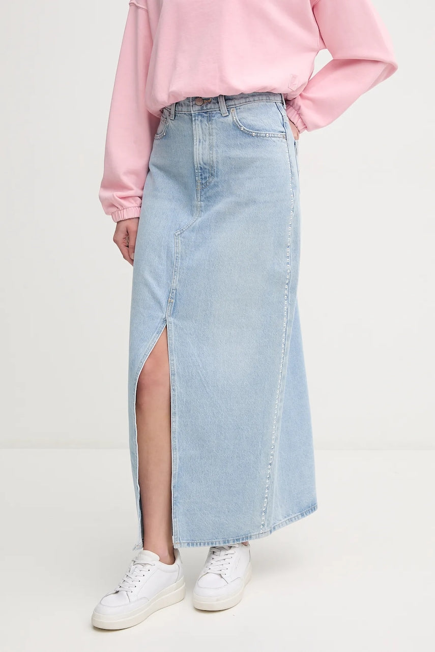 Bombažno krilo iz jeansa MAXI SKIRT HW STUD PL901211R