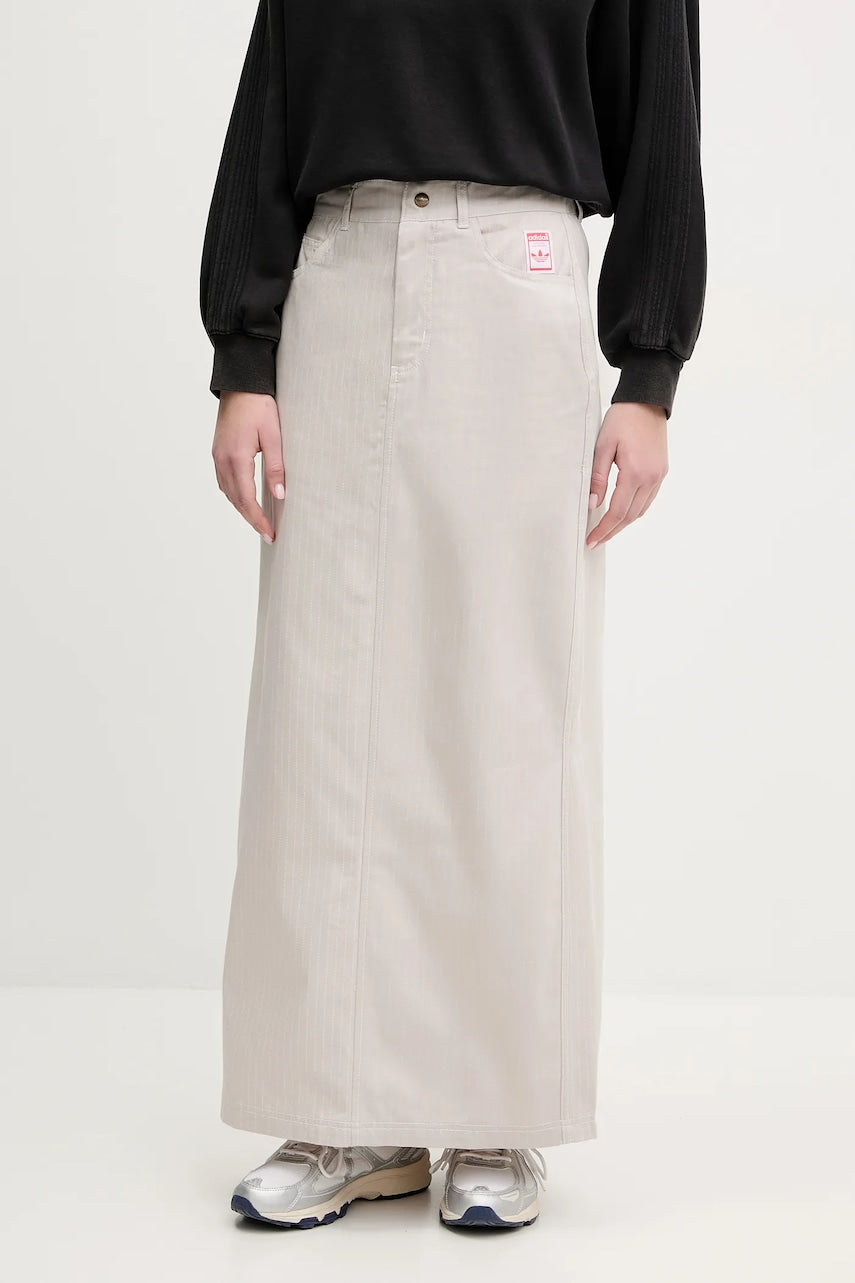 Pamučna suknja adidas Originals AOP MAXI SKIRT boja: bež, maxi, ravna, JC8854