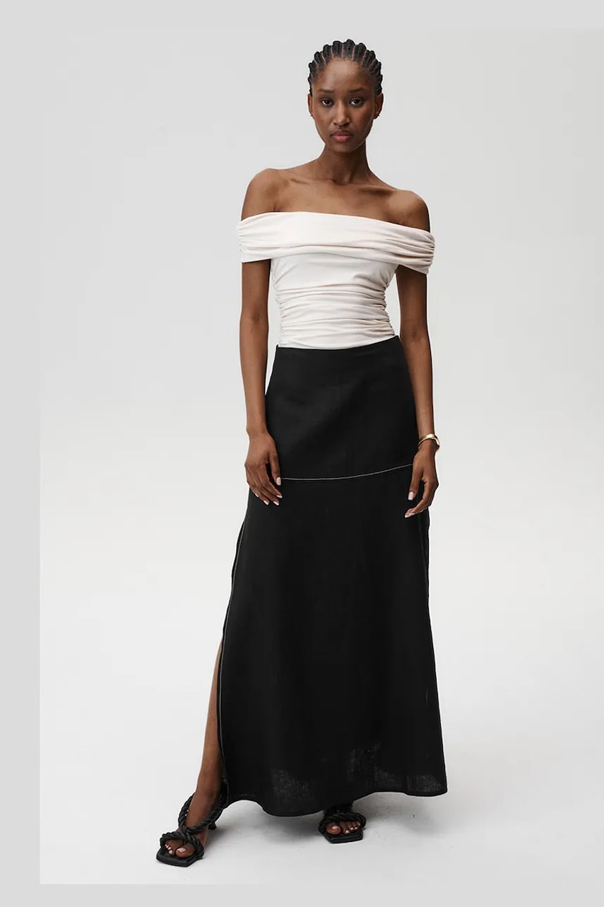 Laneno krilo Undress Code Serenity Skirt Stitch črna barva, 893