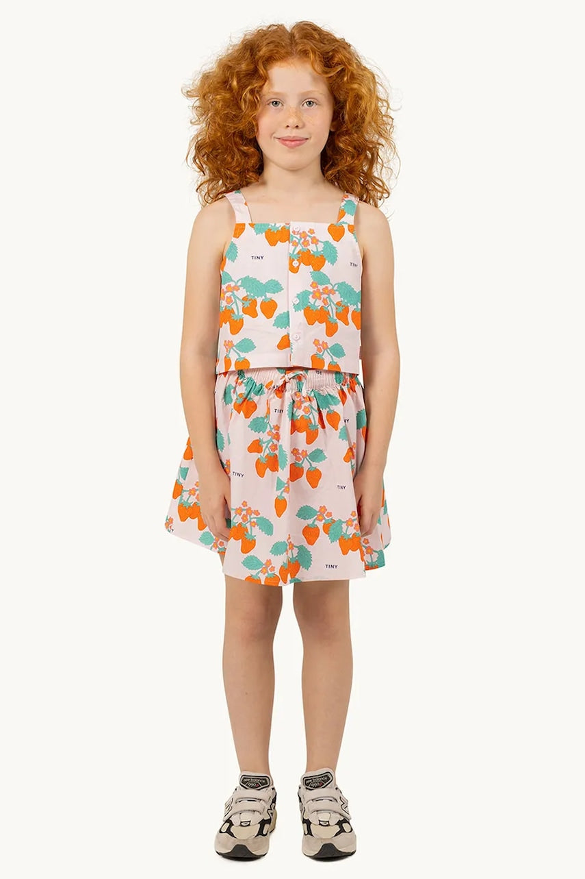 Dječje pamučna haljina Tinycottons STRAWBERRIES SKIRT boja: ružičasta, mini, širi se prema dolje, SS25-165