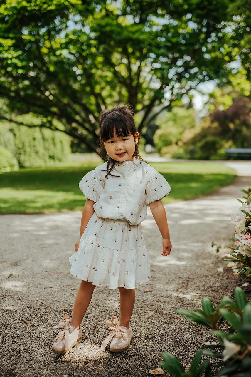 Dječja suknja Donsje Lindie Skirt Roses boja: bijela, mini, širi se prema dolje, 4096801