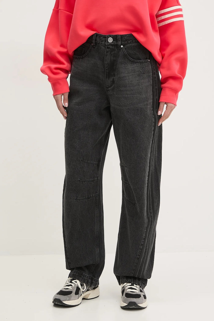 Traperice adidas Originals DENIM BN PANT za žene, visoki struk, JX9213