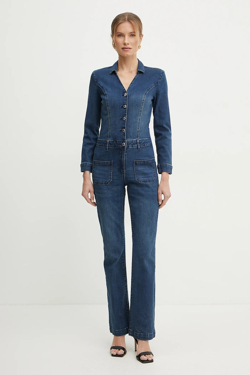 Kombinezon iz jeansa Morgan PCHALA mornarsko modra barva, PCHALA